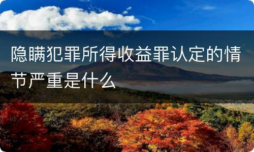 隐瞒犯罪所得收益罪认定的情节严重是什么