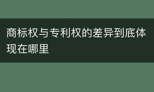 商标权与专利权的差异到底体现在哪里