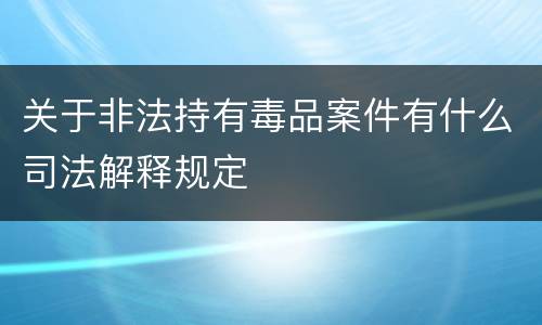 关于非法持有毒品案件有什么司法解释规定