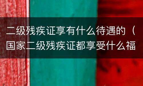 二级残疾证享有什么待遇的（国家二级残疾证都享受什么福利待遇）