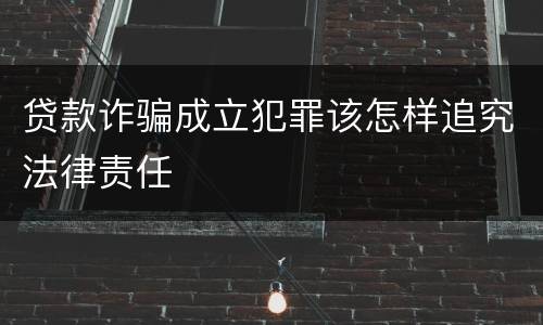 贷款诈骗成立犯罪该怎样追究法律责任