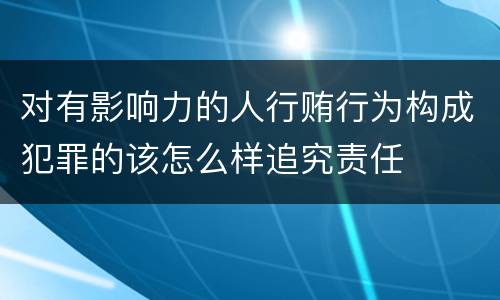 对有影响力的人行贿行为构成犯罪的该怎么样追究责任