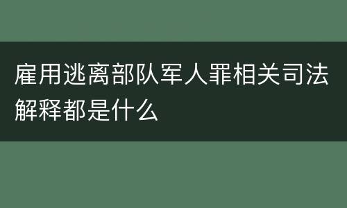雇用逃离部队军人罪相关司法解释都是什么