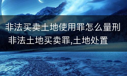 非法买卖土地使用罪怎么量刑 非法土地买卖罪,土地处置