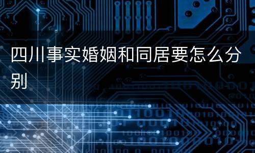四川事实婚姻和同居要怎么分别