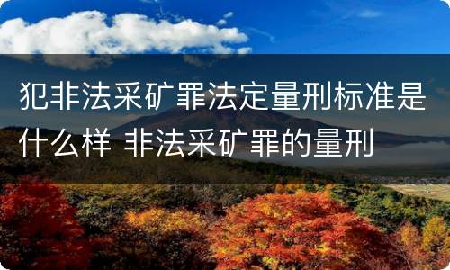 犯非法采矿罪法定量刑标准是什么样 非法采矿罪的量刑
