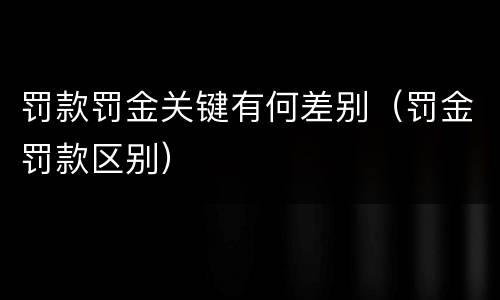 罚款罚金关键有何差别（罚金罚款区别）