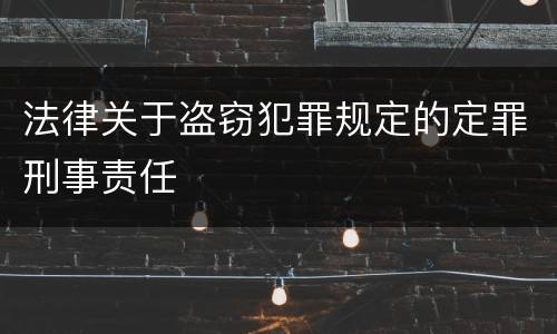 法律关于盗窃犯罪规定的定罪刑事责任