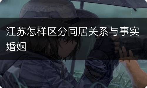 江苏怎样区分同居关系与事实婚姻