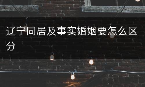 辽宁同居及事实婚姻要怎么区分