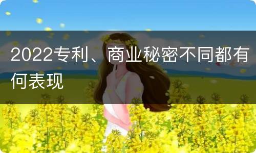 2022专利、商业秘密不同都有何表现