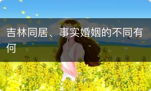 吉林同居、事实婚姻的不同有何
