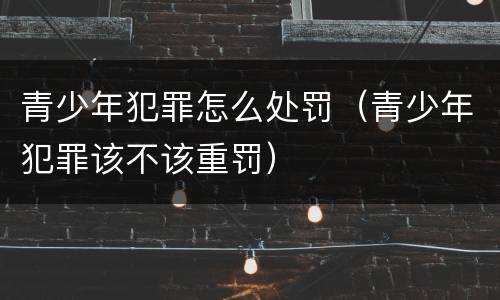 青少年犯罪怎么处罚（青少年犯罪该不该重罚）