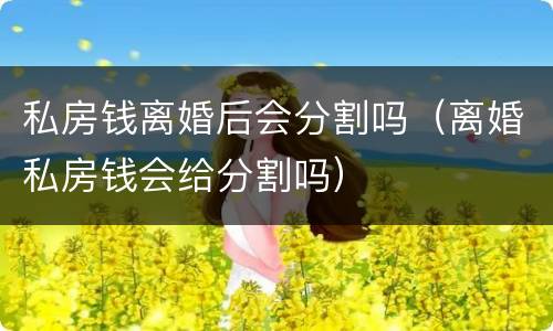 私房钱离婚后会分割吗（离婚私房钱会给分割吗）