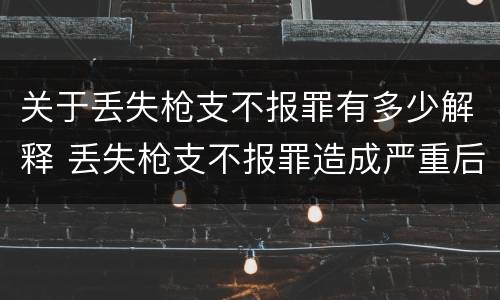 关于丢失枪支不报罪有多少解释 丢失枪支不报罪造成严重后果