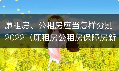 廉租房、公租房应当怎样分别2022（廉租房公租房保障房新政策）