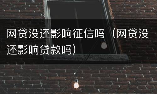 网贷没还影响征信吗（网贷没还影响贷款吗）