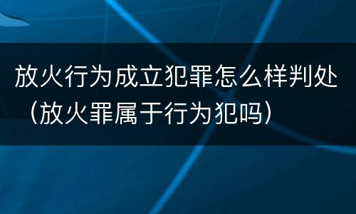 放火行为成立犯罪怎么样判处（放火罪属于行为犯吗）