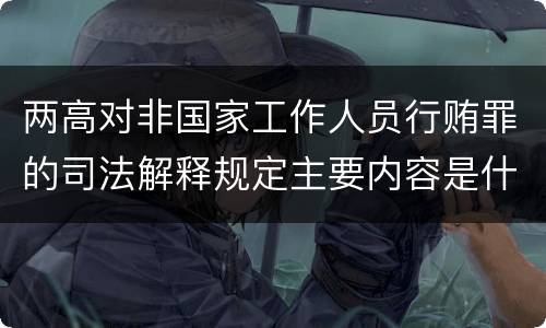两高对非国家工作人员行贿罪的司法解释规定主要内容是什么