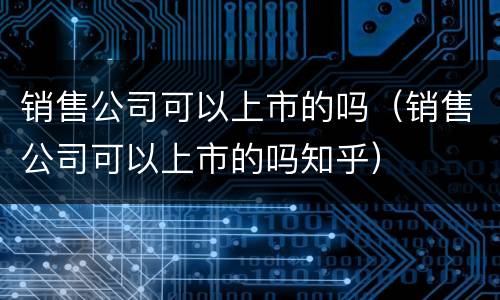 销售公司可以上市的吗（销售公司可以上市的吗知乎）