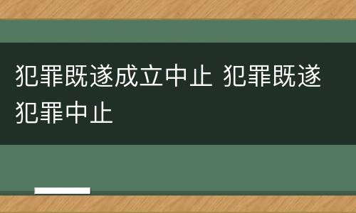 犯罪既遂成立中止 犯罪既遂 犯罪中止