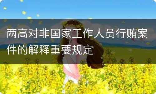 两高对非国家工作人员行贿案件的解释重要规定