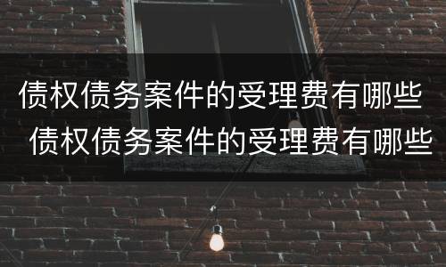 债权债务案件的受理费有哪些 债权债务案件的受理费有哪些规定