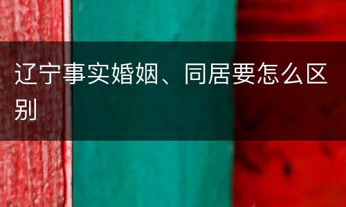 辽宁事实婚姻、同居要怎么区别
