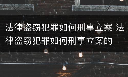 法律盗窃犯罪如何刑事立案 法律盗窃犯罪如何刑事立案的