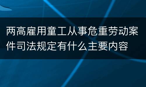 两高雇用童工从事危重劳动案件司法规定有什么主要内容