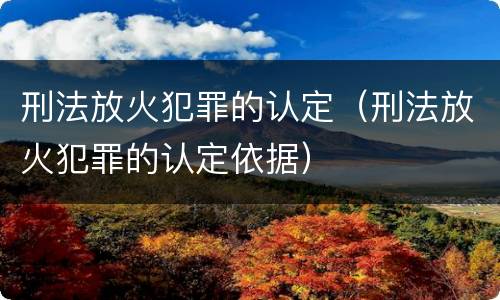 刑法放火犯罪的认定（刑法放火犯罪的认定依据）