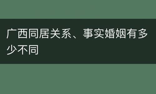 广西同居关系、事实婚姻有多少不同