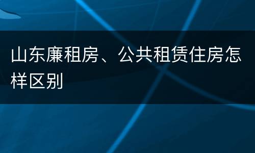 山东廉租房、公共租赁住房怎样区别