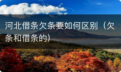 河北借条欠条要如何区别（欠条和借条的）