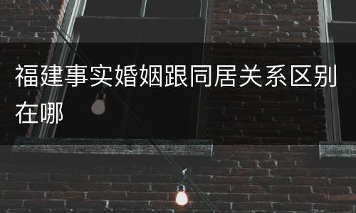 福建事实婚姻跟同居关系区别在哪