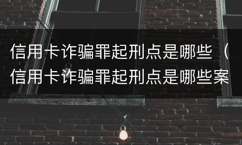 信用卡诈骗罪起刑点是哪些（信用卡诈骗罪起刑点是哪些案件）