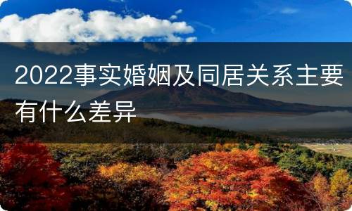 2022事实婚姻及同居关系主要有什么差异