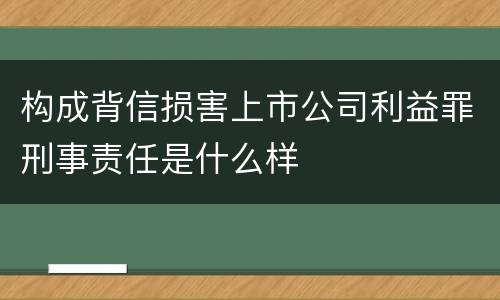 构成背信损害上市公司利益罪刑事责任是什么样
