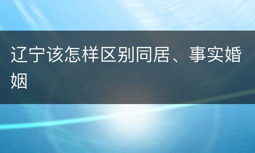 辽宁该怎样区别同居、事实婚姻