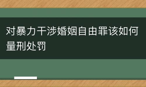 对暴力干涉婚姻自由罪该如何量刑处罚