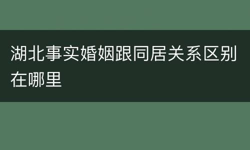 湖北事实婚姻跟同居关系区别在哪里