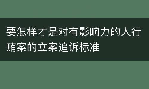要怎样才是对有影响力的人行贿案的立案追诉标准