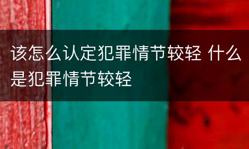 该怎么认定犯罪情节较轻 什么是犯罪情节较轻