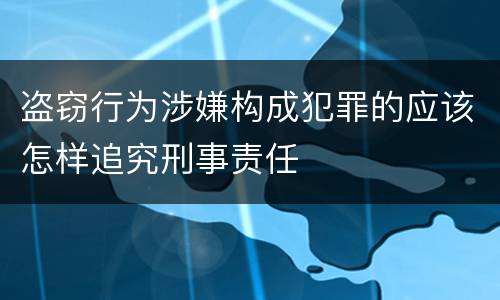 盗窃行为涉嫌构成犯罪的应该怎样追究刑事责任