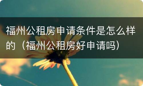 福州公租房申请条件是怎么样的（福州公租房好申请吗）