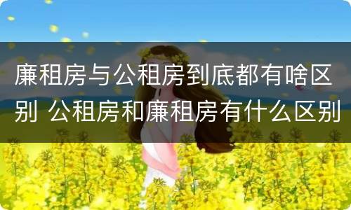 廉租房与公租房到底都有啥区别 公租房和廉租房有什么区别?