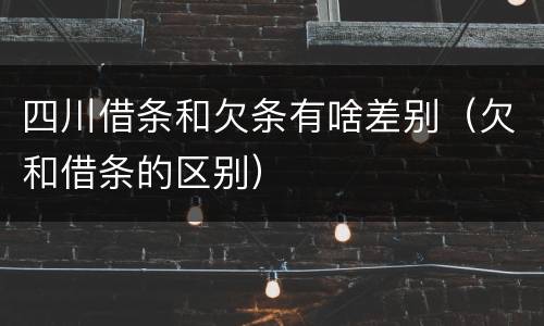 四川借条和欠条有啥差别（欠和借条的区别）