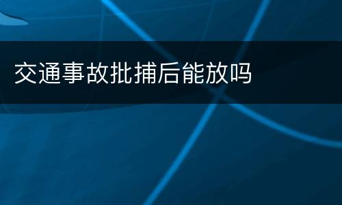 交通事故批捕后能放吗
