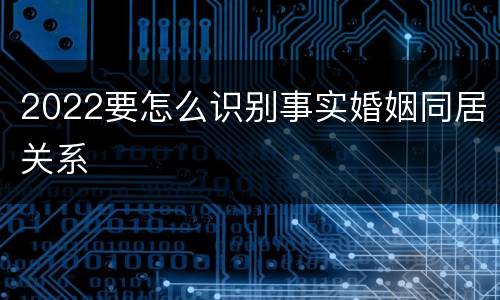 2022要怎么识别事实婚姻同居关系