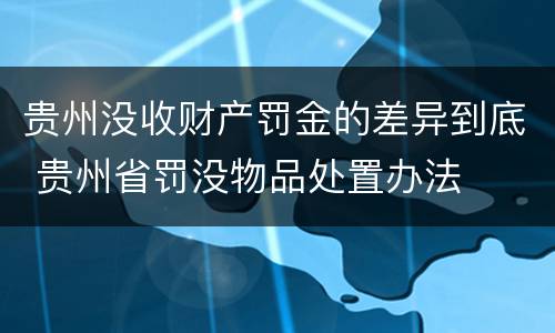 贵州没收财产罚金的差异到底 贵州省罚没物品处置办法